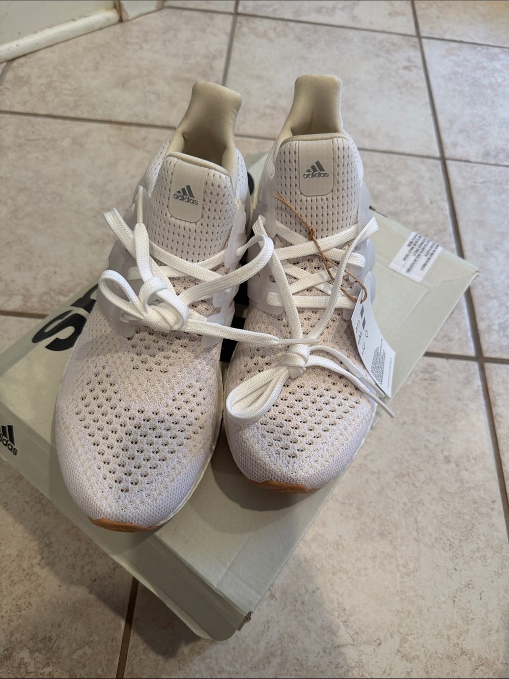 adidas Women’s Athletic Shoes - White/Cream with Gum Sole